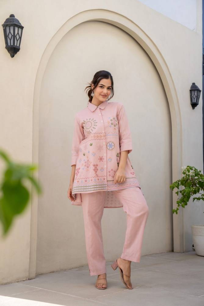 FF Designer Pink Cotton Designer Weastern Cord Set Wholesale Shop In Surat
